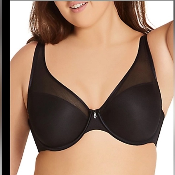 Curvy Couture Sheer Mesh Plunge Push Up Underwire Bra 42D New - Picture 2 of 6